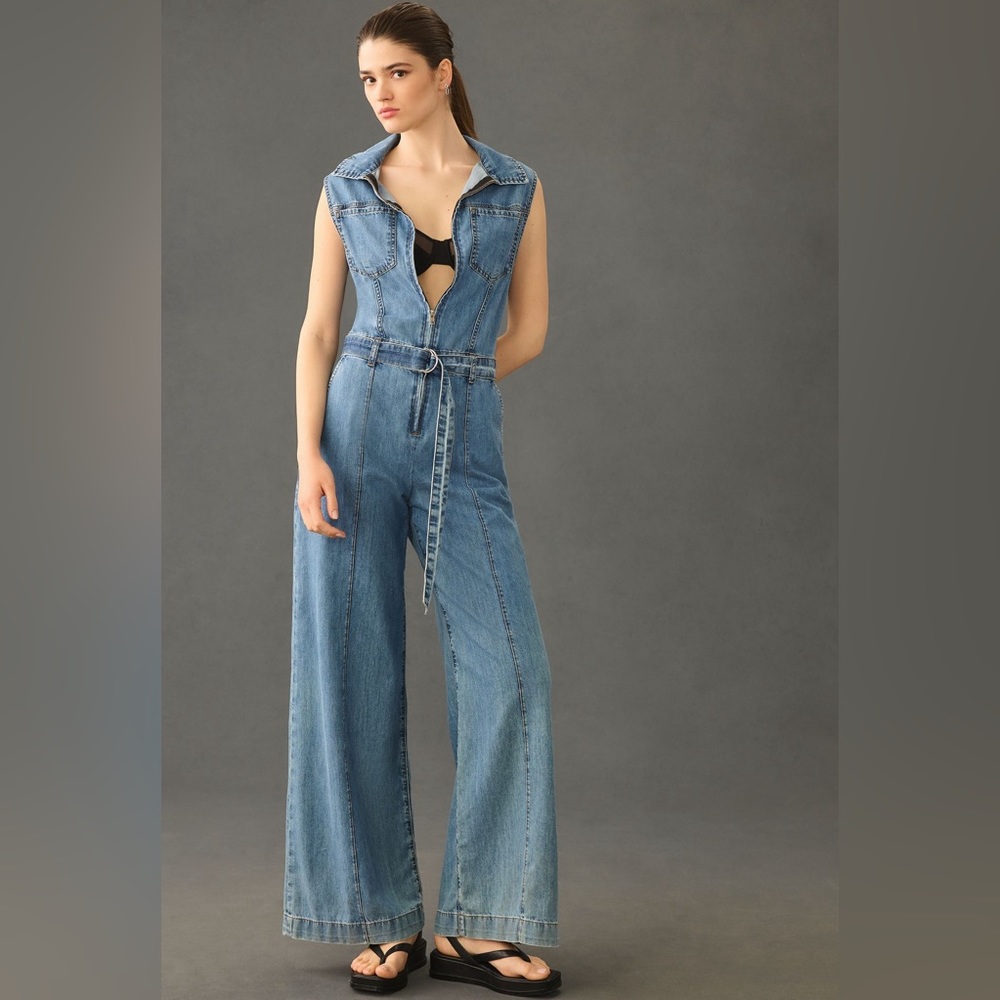 Frame Denim Light Blue Sleeveless Jumpsuit
